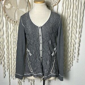 Beate Heymann Gray Lace Button Down Shirt Jacket Size US12